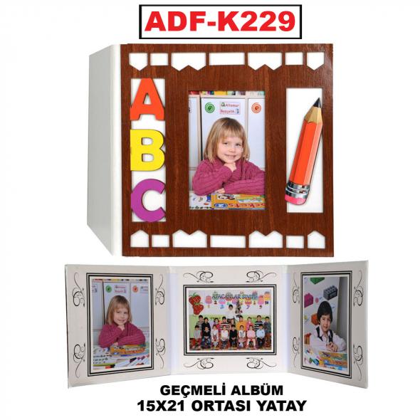 AHŞAP FİGÜRLÜ KAPAK VE ARKA KISIM DERİ YAPIŞTIRMALI OKUL ALBÜMLERİ K229