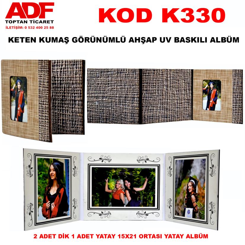 Keten Kumaş Görünümlü Ahşap Uv Baskılı 3+1 Okul Albümü (Kod 330)