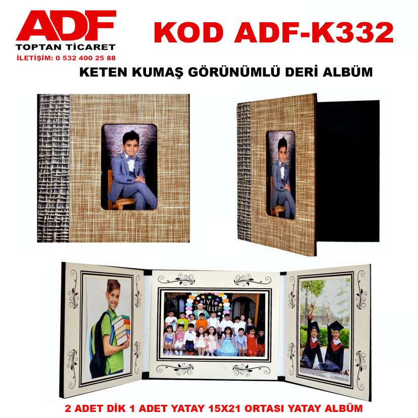 Keten Kumaş Görünümlü Deri 3+1 Albüm  (Kod K 332)