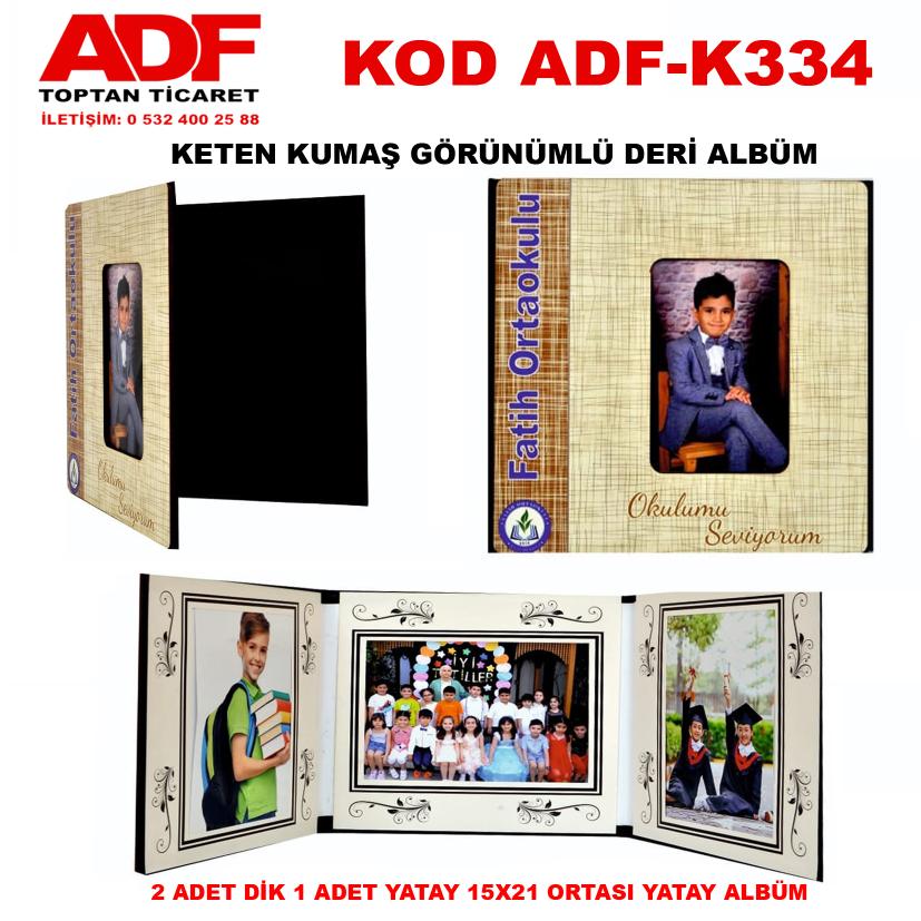Keten Kumaş Görünümlü  Deri 3+1 Okul Albümü  (Kod  K 334)