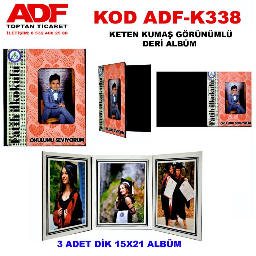 Keten Kumaş Görünümlü Deri 3+1 Okul Albümü (Kod K 338)
