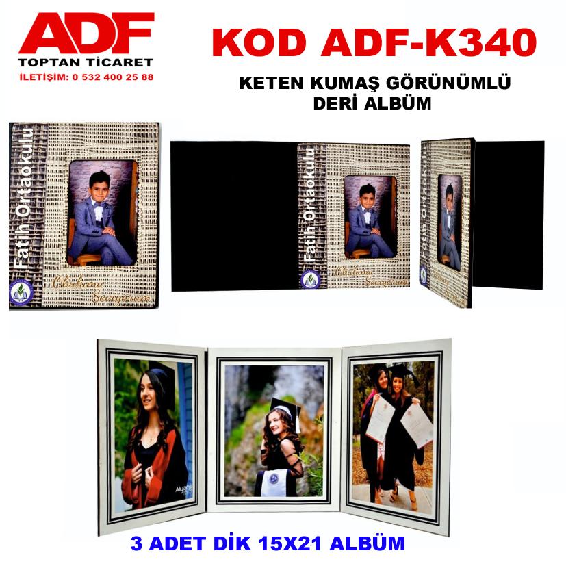 Keten Kumaş Görünümlü Deri 3+1 Okul Albümü (Kod K 340)