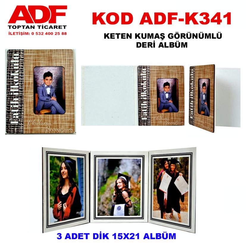 Keten Kumaş Görünümlü Deri 3+1 Okul Albümü (Kod K 341)