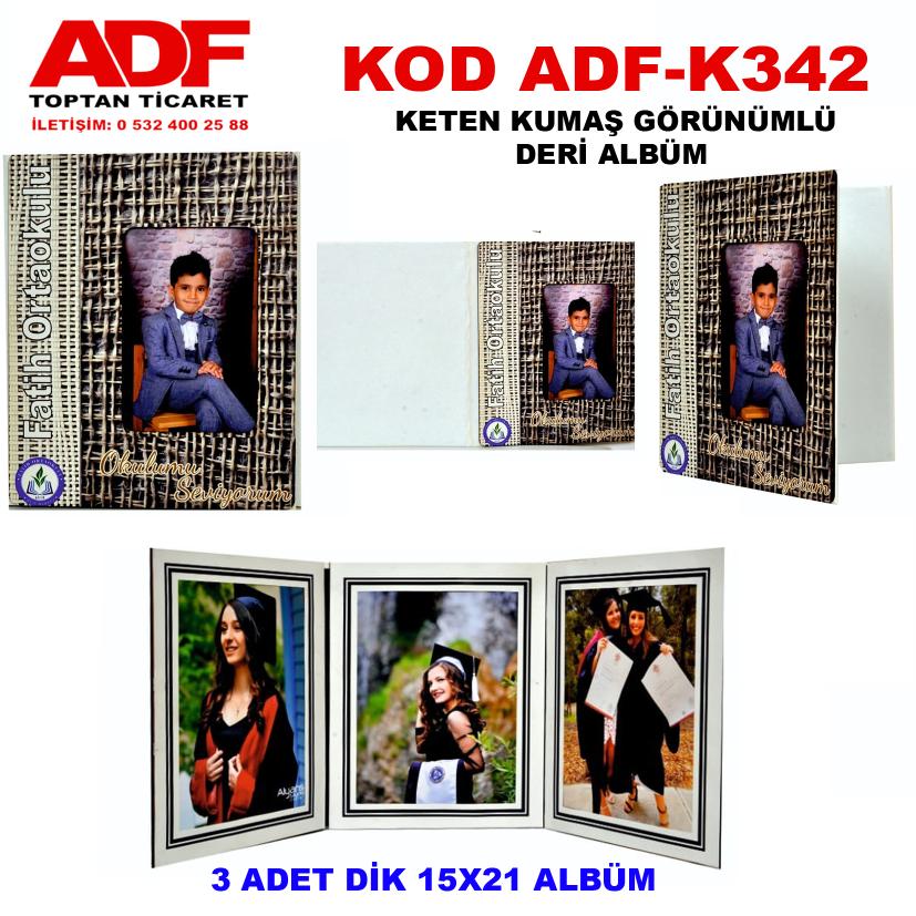 Keten Kumaş Görünümlü Deri 3+1 Okul Albümü (Kod K 342)