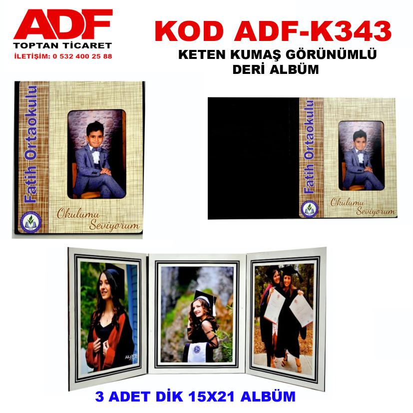 Keten Kumaş Görünümlü Deri 3+1 Okul Albümü (Kod K 343)