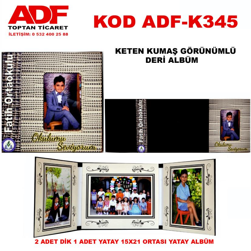 Keten Kumaş Görünümlü Deri 3+1 Okul Albümü (Kod K 345)