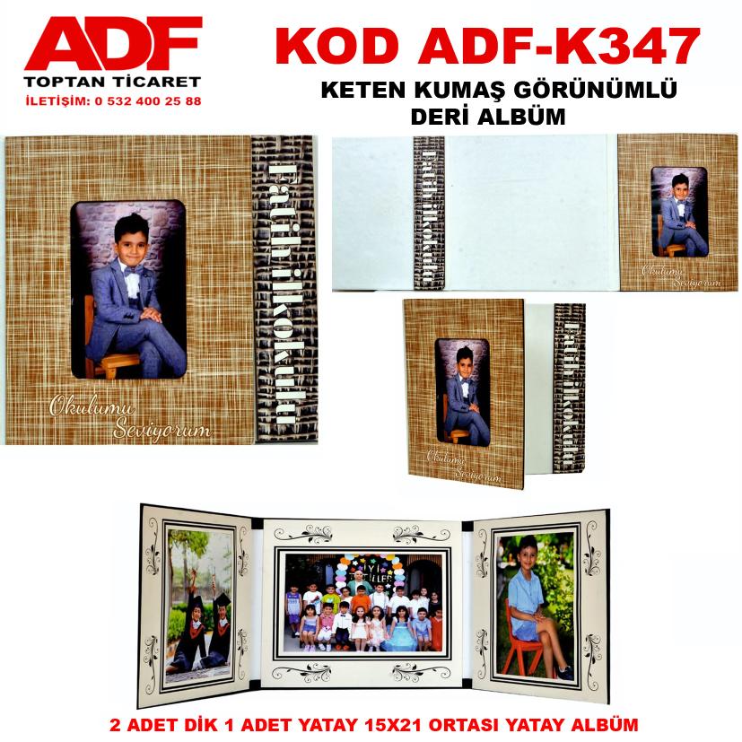 Keten Kumaş Görünümlü Deri 3+1 Okul Albümü (Kod K 347)